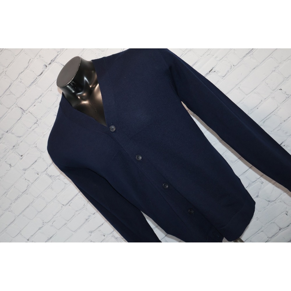 Charles Tyrwhitt Merino Wool Cardigan Mens Large Navy Blue V-Neck Button Front